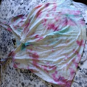 American Eagle Babydoll Tie-Dyed Spaghetti Strap Ruched Back Top Sz M